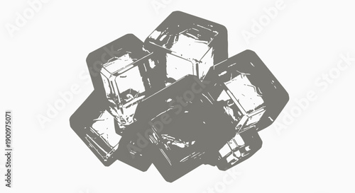 Clear ice cubes on white background.