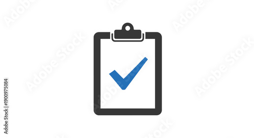 Clipboard with blue check mark.