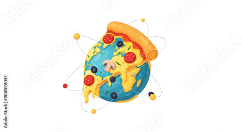 Colorful Pizza on Blue Plate.