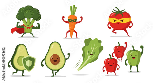 Vibrant Vegetable Characters Exercising and Having Fun Together in a Playful Scene