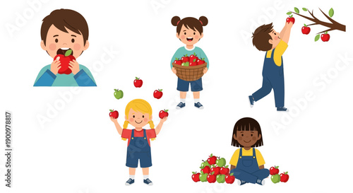 Children enjoying fresh cherries together in a vibrant outdoor setting