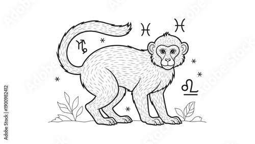 Astrology Monkey Symbol Illustration