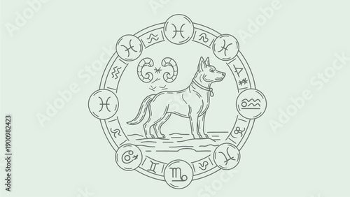 Zodiac dog symbol illustration