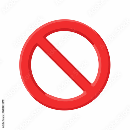 Red circle with diagonal line indicating forbidden symbol for prohibition, restriction, or security safety concept