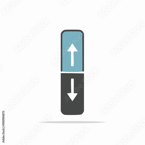 Toggle Switch Showing Up and Down Arrows for On and Off Positioning. Control settings with Arrows.