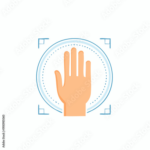 Palm recognition technology interface for secure access and authentication biometric scanner illustration vector