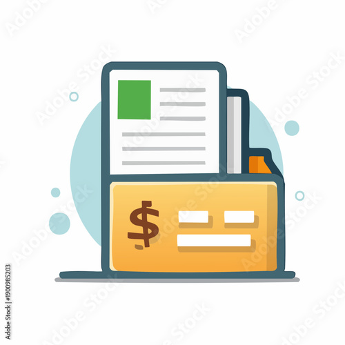 Financial Folder Documents Economic Report Icon in Minimalistic Vector Illustration