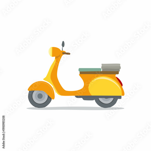 Vibrant Yellow Motor Scooter on White Background - Single Object Graphic Illustration Design