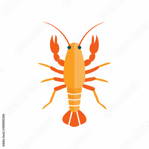 Orange Crawfish Illustration, Seafood Graphic Element, Aquatic Crustacean Icon, Simple Design