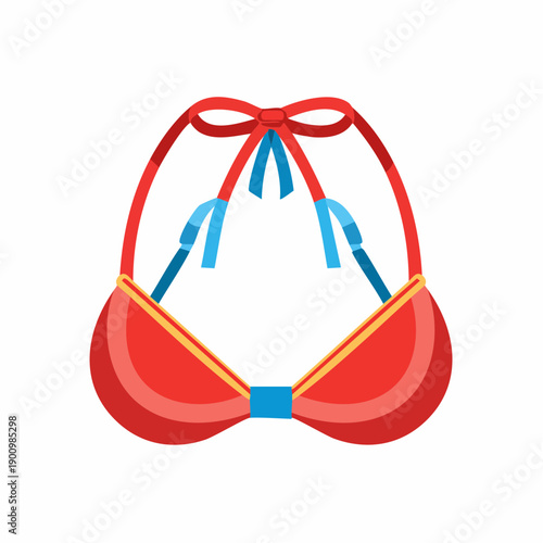 Red Bikini Bra Top Summer Swimwear Beach Fashion Apparel Clothing