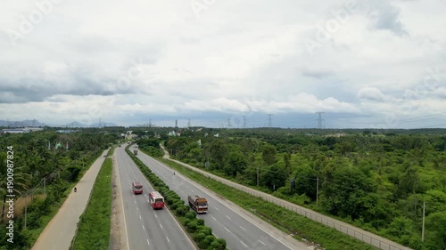 Aerial View of NH48 Bangalore–Mumbai Highway Near Nelamangala Industrial Area