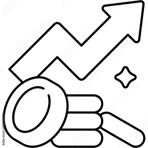 Line Art Profit Increase Icon