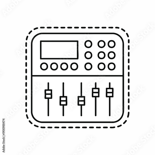 Audio Mixer Console Icon - Sound Control and DJ Equipment Line Art