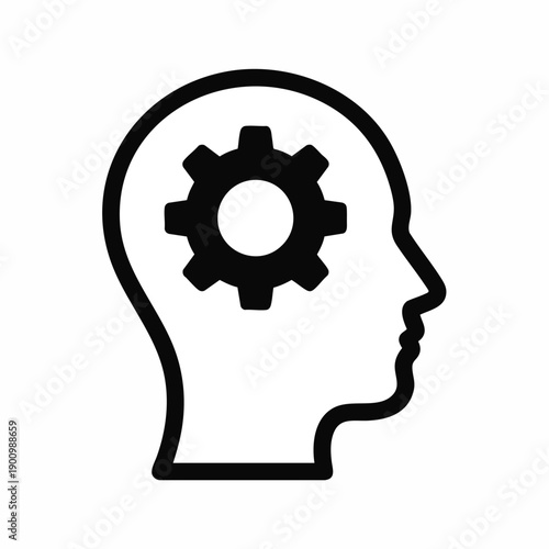 Brain Gear Icon - Symbol of Thinking, Ideas, and Mechanical Process