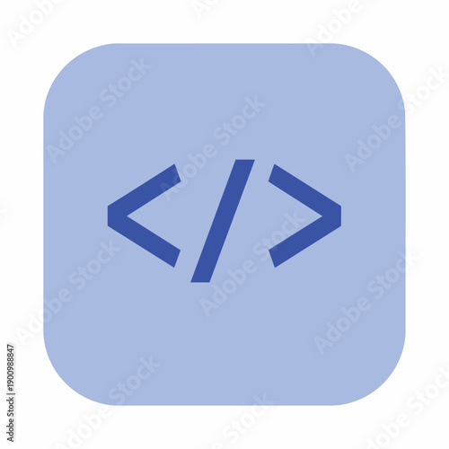 Coding Icon with angle brackets symbol for programming and web development concept