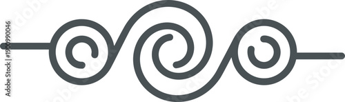 Abstract swirl divider, scroll line, for text decoration and graphic element. Minimalist curl separator, filigree element, vector icon