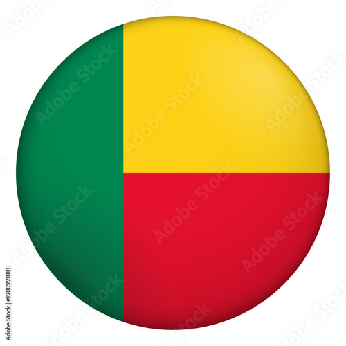 Flag of Benin. Glossy circular flag. Button appearance. 3D Icon Design with depth Free Download Flag of Benin. Glossy circular flag. Button appearance. 3D Icon Design with depth - GFXLoad