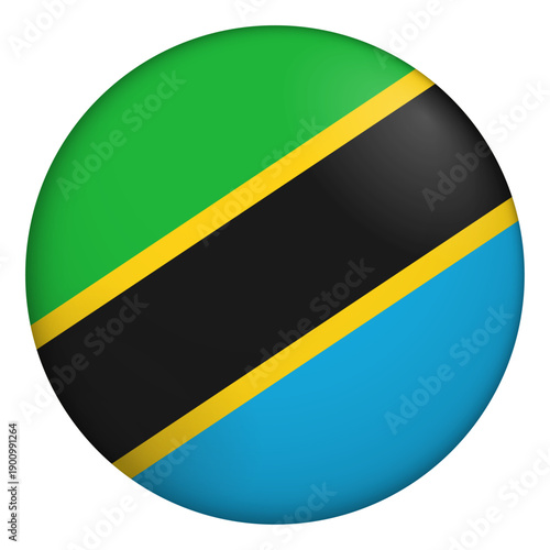 Free Download Flag of Tanzania. Glossy circular flag. Button appearance. 3D Icon Design with depth - GFXLoad