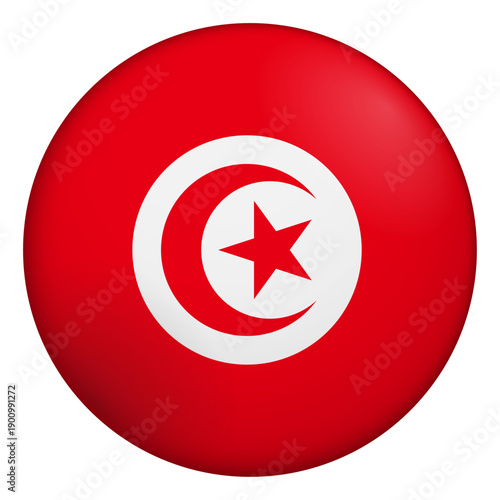 Free Download Flag of Tunisia. Glossy circular flag. Button appearance. 3D Icon Design with depth - GFXLoad