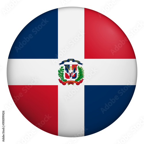 Free Download Flag of Dominican Republic. Glossy circular flag. Button appearance. 3D Icon Design with depth - GFXLoad