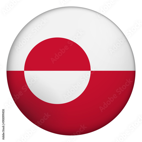 Free Download Flag of Greenland. Glossy circular flag. Button appearance. 3D Icon Design with depth - GFXLoad