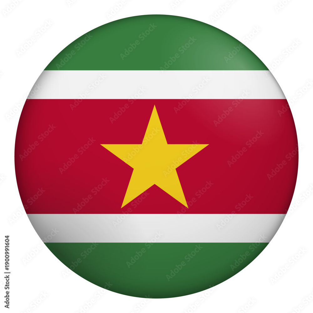 Obraz premium Flag of Suriname. Glossy circular flag. Button appearance. 3D Icon Design with depth