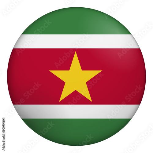 Free Download Flag of Suriname. Glossy circular flag. Button appearance. 3D Icon Design with depth - GFXLoad