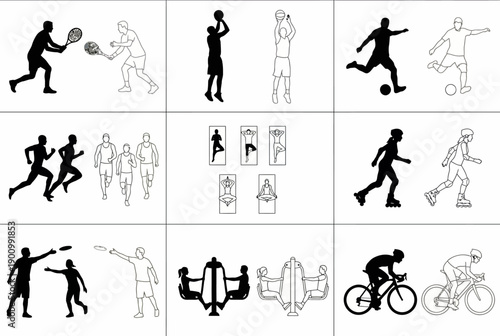 Athletes Engaging in Various Sports, Gym Environment, Illustrative Style, Action-Packed Perspectives
