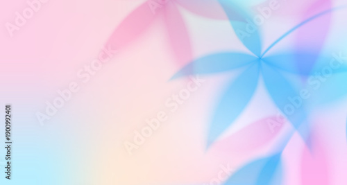 Spring gradient blurred background vector illustration. Defocused leaves and flowers in pastel colors, abstract summer nature pattern with floral design and color gradation, moder art