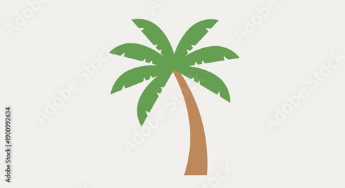 Stylized green palm tree with brown trunk on a light beige background