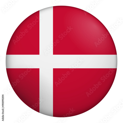 Free Download Flag of Denmark. Glossy circular flag. Button appearance. 3D Icon Design with depth - GFXLoad