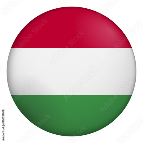 Free Download Flag of Hungary. Glossy circular flag. Button appearance. 3D Icon Design with depth - GFXLoad