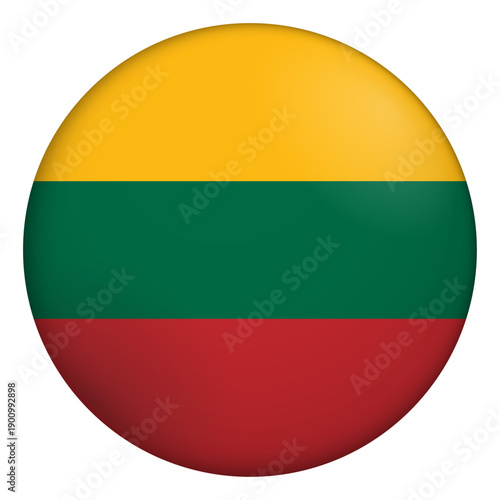 Free Download Flag of Lithuania. Glossy circular flag. Button appearance. 3D Icon Design with depth - GFXLoad