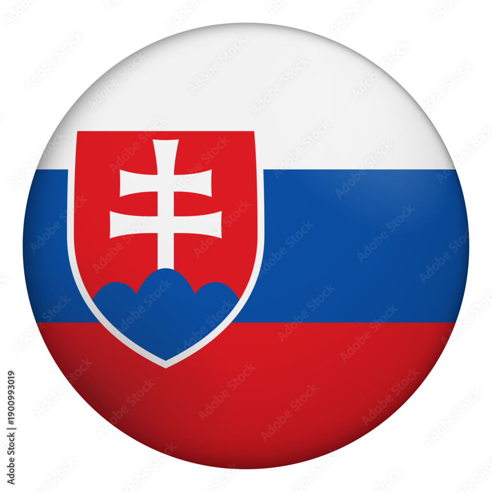 Obraz premium Flag of Slovakia. Glossy circular flag. Button appearance. 3D Icon Design with depth