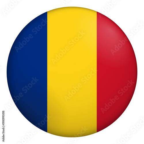 Free Download Flag of Romania. Glossy circular flag. Button appearance. 3D Icon Design with depth - GFXLoad