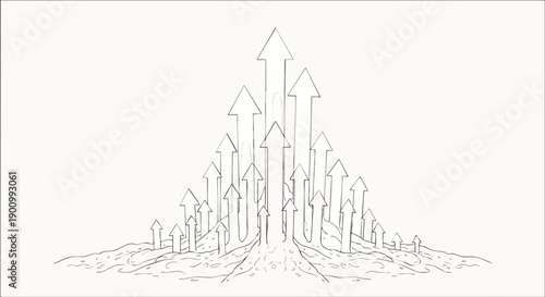 Abstract illustration of multiple upward-pointing arrows emerging from a base, symbolizing growth, progress, and success.