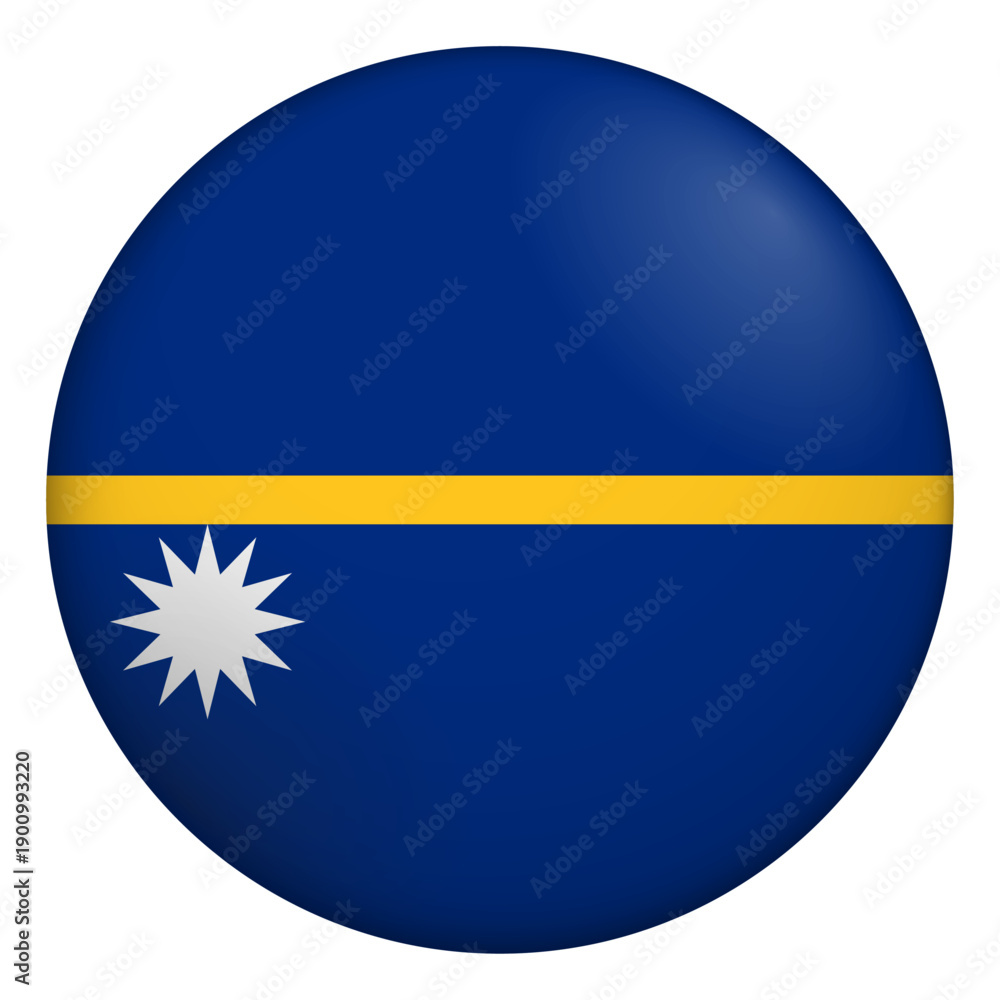 Obraz premium Flag of Nauru. Glossy circular flag. Button appearance. 3D Icon Design with depth