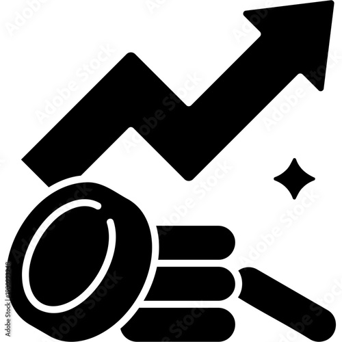 Glyph Solid Profit Increase Icon