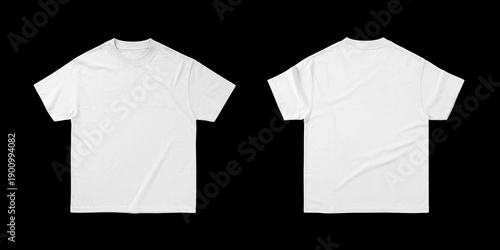 Bild auf Leinwand White oversized t-shirt flat lay mockup showing front and back views, isolated o