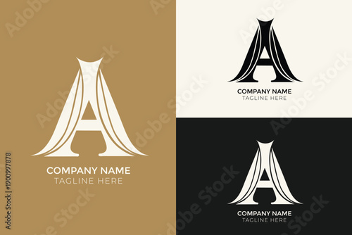 A Letter Decorative Serif Logo Design, Artistic Draped Lettermark With Elegant Flow, Luxury Boutique Brand Identity Icon