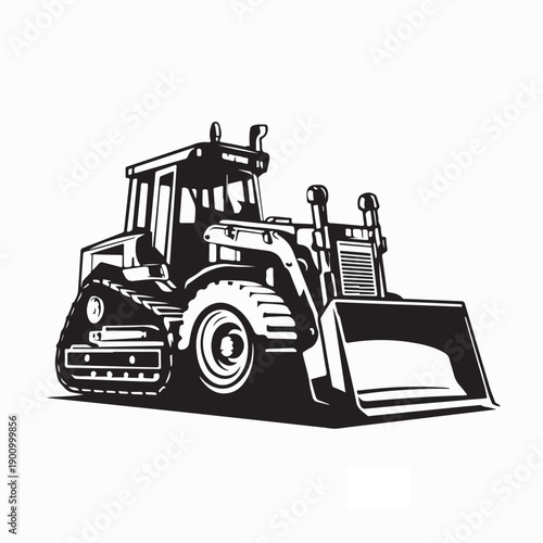 Bulldozer logo design vector for construction company isolated on white background
