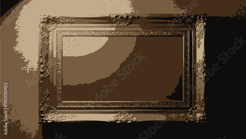 Ornate Vintage Picture Frame with Shadows