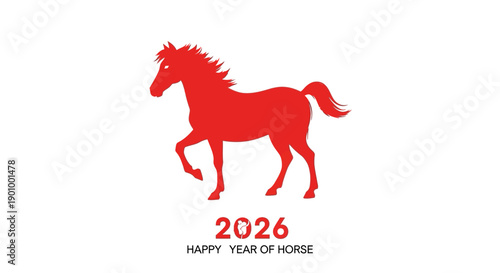Red horse silhouette for 2026 lunar new year celebration