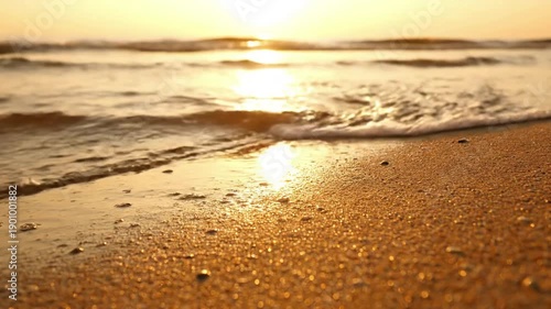 Sun-Kissed Water Texture Macro shot focusing on the intricate patterns and textures created by water movement under soft, warm light.
