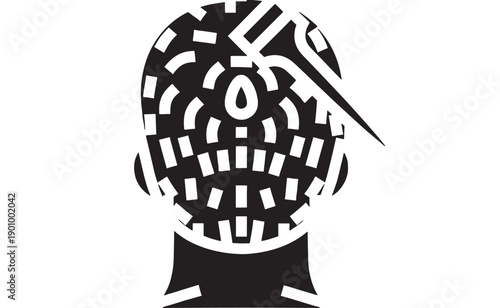 Grenade icon with safety pin and segmented body, bold black silhouette symbol for weapon, military danger warning, isolated on white background graphic