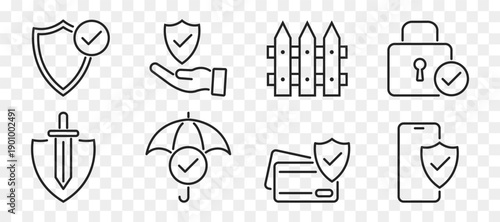 Protection web line Icon set