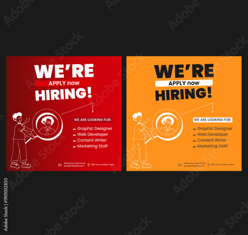 We are hiring job vacancy social media post or square web banner template design