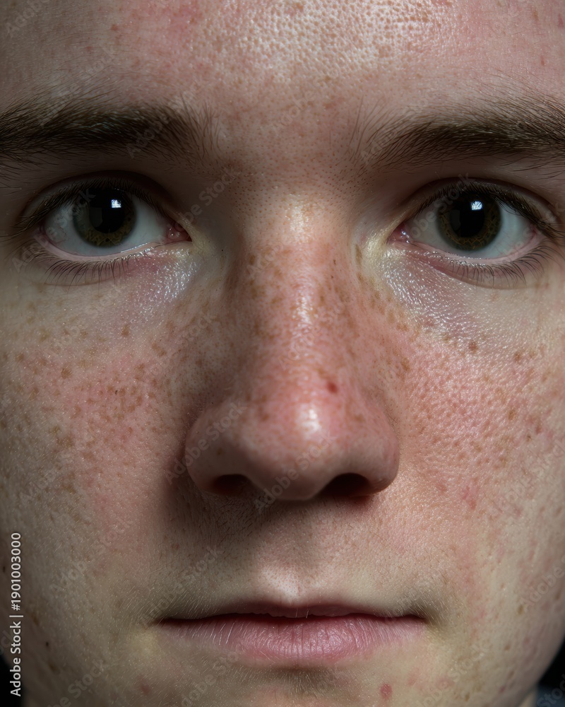 Fototapeta premium Young Man Portrait, Natural Skin Texture