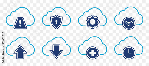 Cloud services vector icon set