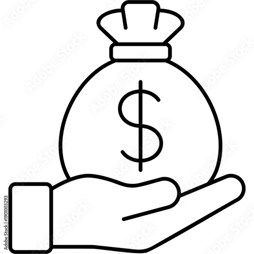 Line Art Salary Income Icon